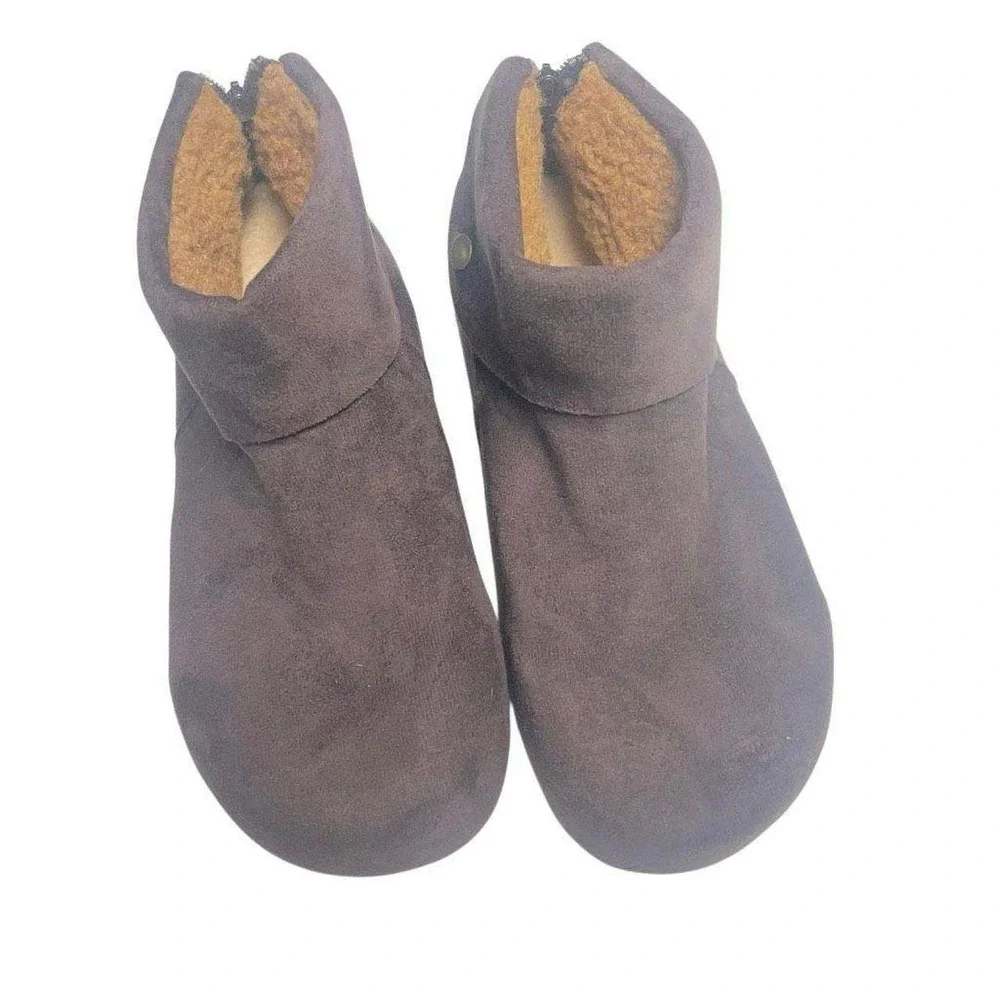 Lagenlook Brown Faux Suede Ankle Booties